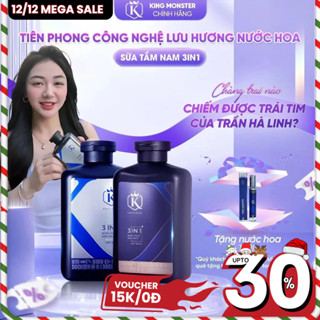   MUA 1 TẶNG 1 NƯỚC HOA  Sữa tắm gội nam KING MONSTER 3 in 1 hương nước hoa cao cấp 350ml 