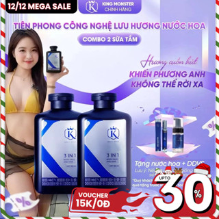   MUA 2 TẶNG 2  Combo 2 Sữa tắm gội nam King Monster 3 in 1 hương nước hoa cao cấp 350ml 