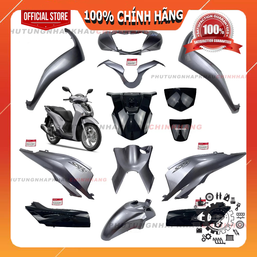 [MÓN LẺ] Dàn áo SH 125i 2018 bạc đen chính hãng, Bộ nhựa màu xe SH 125 2017 2018 2019 2020