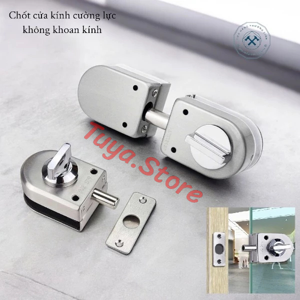 Chốt cửa kính cường lực không cần khoan kính chất liệu inox 304