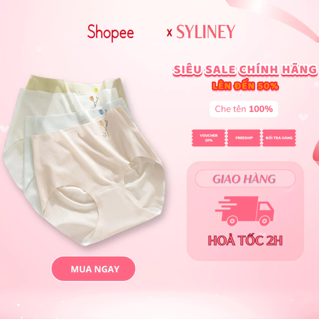 Quần Lót Su Hoa SYLINEY, Không Đường May, Không Lộ Viền, Ép Nhiệt Chắc Chắn Q10