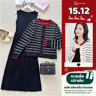   Giáng Sinh  Váy Bầu Thu Đông Dáng Dài Kèm Áo Cardigan  Váy Len Bầu Mùa Đông LYMMOM Xinh Xắn Đi Làm Đi Chơi VL033 