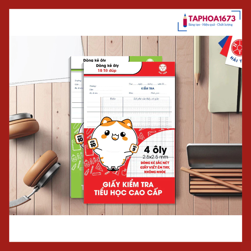 Combo 2 Tập Giấy Kiểm Tra Cấp 1 Hải Tiến 4 Ôly (Túi 15 Tờ)