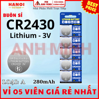 Vỉ 5 Pin Cúc áo CR2430 Lithium 3V chất lượng, giá rẻ cho Chìa khóa Smartkey Cmos Máy tính Điều Khiển