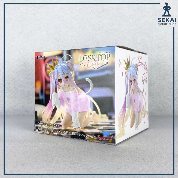 Mô Hình Chính hãng SHIRO Nekomimi T-Shirt ver, Renewal - No Game No Life Desktop Cute (TAITO) Figure