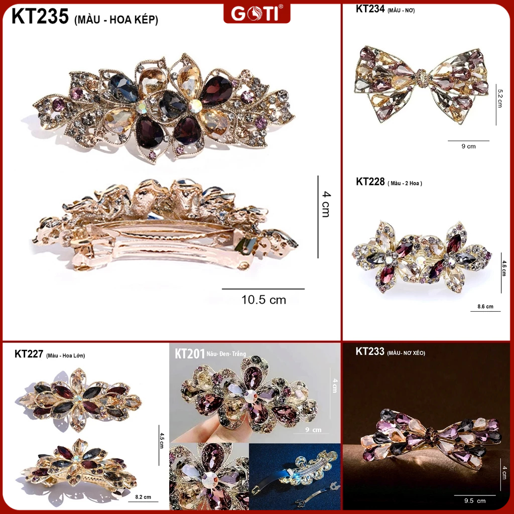  GOTI Kẹp Tóc Trung Niên Hình Bông Hoa Nhiều Mẫu Đính Đá Sang Trọng Tặng Mẹ Tặng Bà KT57 