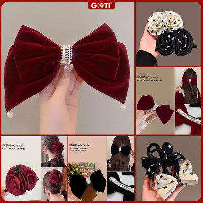 GOTI - Kẹp Tóc Hình Nơ Lớn Màu Đỏ NOEL , Tết Đẹp Phong Cách Hàn Quốc Mới Quà Tặng Cho Nữ KC6018