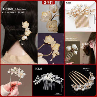  GOTI Quà Tặng Cho Nữ 20 10 8 3 - Trâm Cài Kiểu Lược Cài Tóc Đính Hoa Lá Hạt Đá Cổ Điển TC529-TC536 