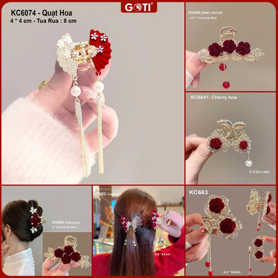GOTI Thời Trang Nữ Kẹp Càng Cua Đính Hoa Đỏ Nhiều Mẫu Xinh Xắn Thanh Lịch KC6074