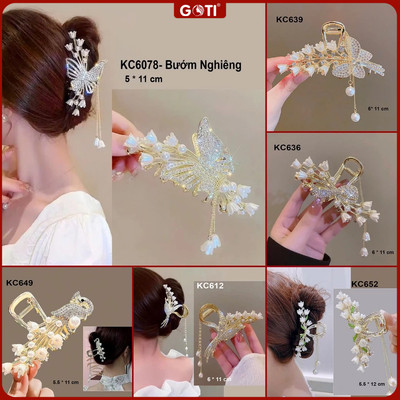 GOTI  Kẹp Cua Hottrend Kiểu Kẹp Cua Hình Bướm Và Hoa Dành CHo Nữ Tặng 8/3 20/10 KC6078