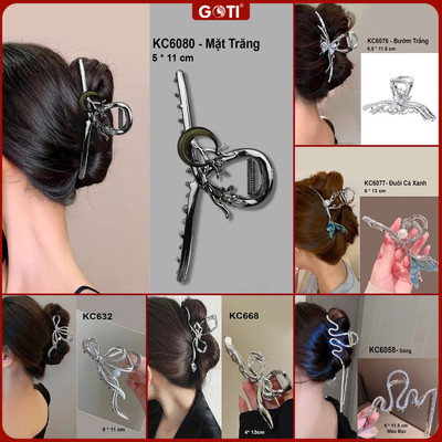 GOTI Kẹp Càng Cua Kim Loại Hình Mặt Trăng và Hoa Hottrend Dành Cho Nữ KC6080