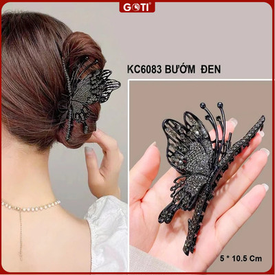 GOTI Kẹp Tóc Dành Cho Nữ Kiểu Kẹp Cua Hình Bướm Đen Phong Cách Nữ Tính KC6083