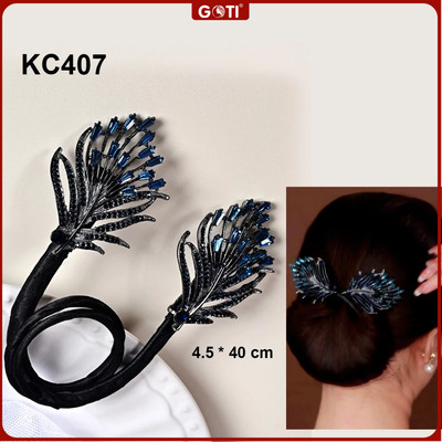 GOTI Kẹp Quấn Tóc Tạo Kiểu Thủ Công Hình Chiếc Lá, Kẹp Quấn Tóc Búi Tóc Dự Tiệc Quà Tặng Cho Nữ 8/3 20/10 KC407
