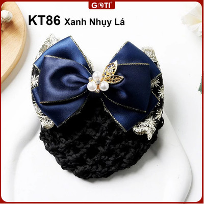 GOTI Kẹp Tóc Có Búi Lưới Hình Nơ Ren Nhũ Kim Tuyến Phối Nhuỵ Hoa Cao Cấp Dành Cho Nữ Công Sở, Hàng Không, Y Tá KT86 KT87