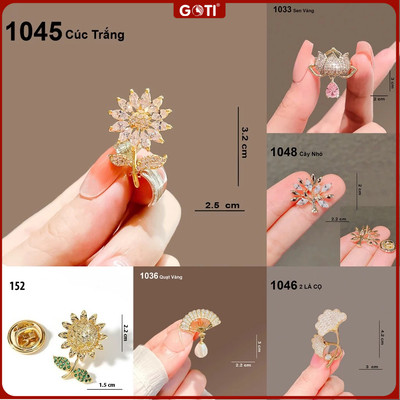 GOTI - Ghim Cài Áo Hình Cúc Đính Đá Kiểu Phụ Kiện Dành Cho Nữ Sang Trọng 1045