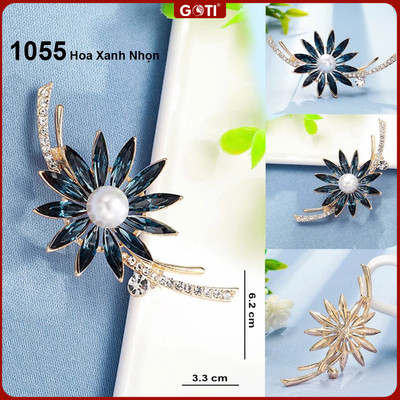GOTI - Tag Cài Áo Hoa Xanh Nhọn Dành Cho Nữ - Ghim Cài Áo Thanh Lịch Sang Trọng