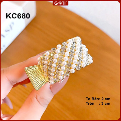 GOTI - Phụ Kiện Tóc Dành Cho Nữ Thanh Lịch - Kẹp Tóc Dạng Tròn Kiểu Kẹp Đuôi Ngựa Hình Hạt Gắn Chéo Xinh Xắn KC680