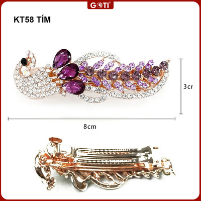GOTI Kẹp Tóc Hình Công Đính Đá Pha Lê Tím Sang Trọng Tặng Mẹ, Tặng Bà, Người Lớn Tuổi KT58 KT68