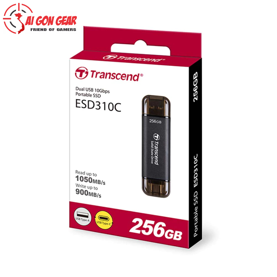 ổ cứng Transcend TS256GESD310C 256GB  gắn ngoài ESD310C, USB 10Gbps, Type C/A