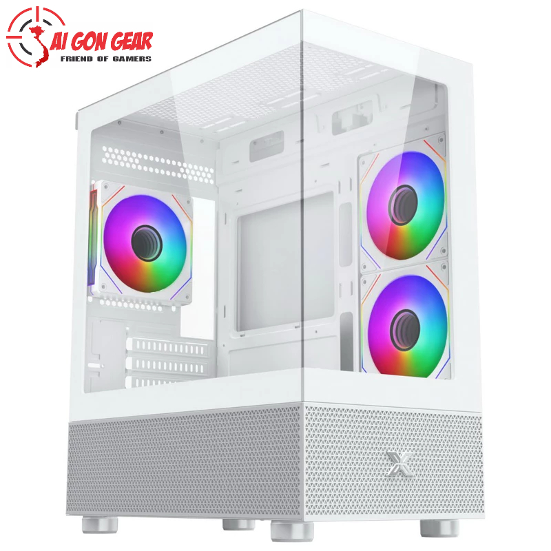 Case Xigmatek Alphard M Arctic 3GF (3 Fan)_EN44113 (mATX/Mid Tower/3 fan vô cực) màu trắng