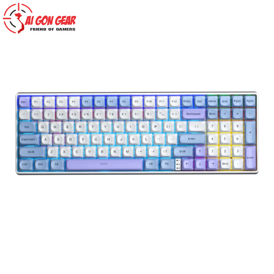 Bàn phím cơ không dây Aula S100 Pro xanh dương trắng tím - xanh dương trắng tím đậm ( Red switch - B