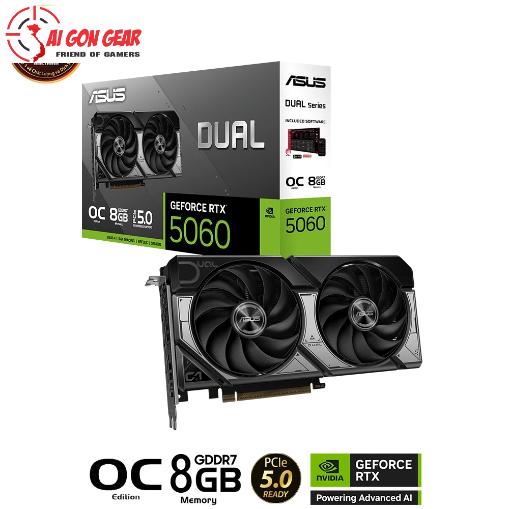 VGA ASUS Dual RTX 5060 8GB GDDR7 OC (DUAL-RTX5060-O8G)