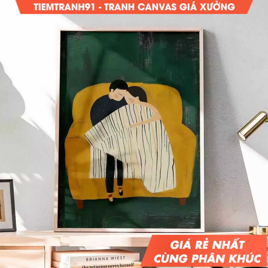Tranh treo tường, Abstract Couple Art People Wall Stripe Couple Contemporary Artwork Couple Gift, tặ
