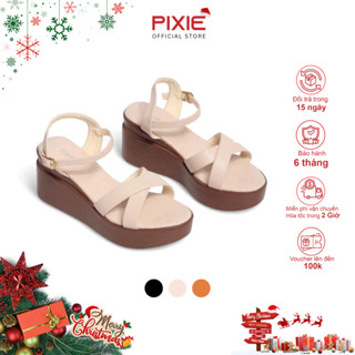  Giày Sandal Nữ Đế Xuồng Quai Chéo 7cm Pixie P207 