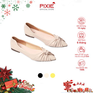  Giày Búp Bê Nữ Đế Mềm Bệt Nơ Xoắn Mũi Nhọn Pixie X717 