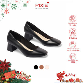  Giày Cao Gót Nữ 5cm Mũi Vuông Pixie X558 