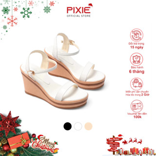   Form nhỏ tăng size  Giày Sandal Nữ Đế Xuồng 9cm Quai Ngang Pixie H100 