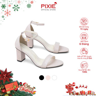  Giày Sandal Nữ Cao Gót 7 Phân Gót Vuông Quai Ngang Pixie X848 
