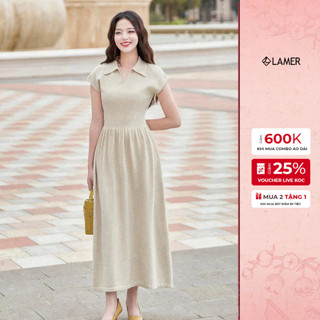  Đầm Polo Dệt Kim Dáng Xoè Dài Váy Len Ngắn Tay VIEN TRAN V63M25Q006 