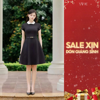  Váy Thiết Kế Nữ YAME Cổ Sen Tay Vát Chiết Eo Dáng Xòe Ngắn Kèm Đai Bản To Sang Trọng - Tessa YV716 