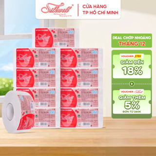  Combo 10 cuộn giấy vệ sinh công nghiệp Silkwell 700G 2 lớp có lõi giấy vệ sinh cuộn to 100% bột giấy tự nhiên 