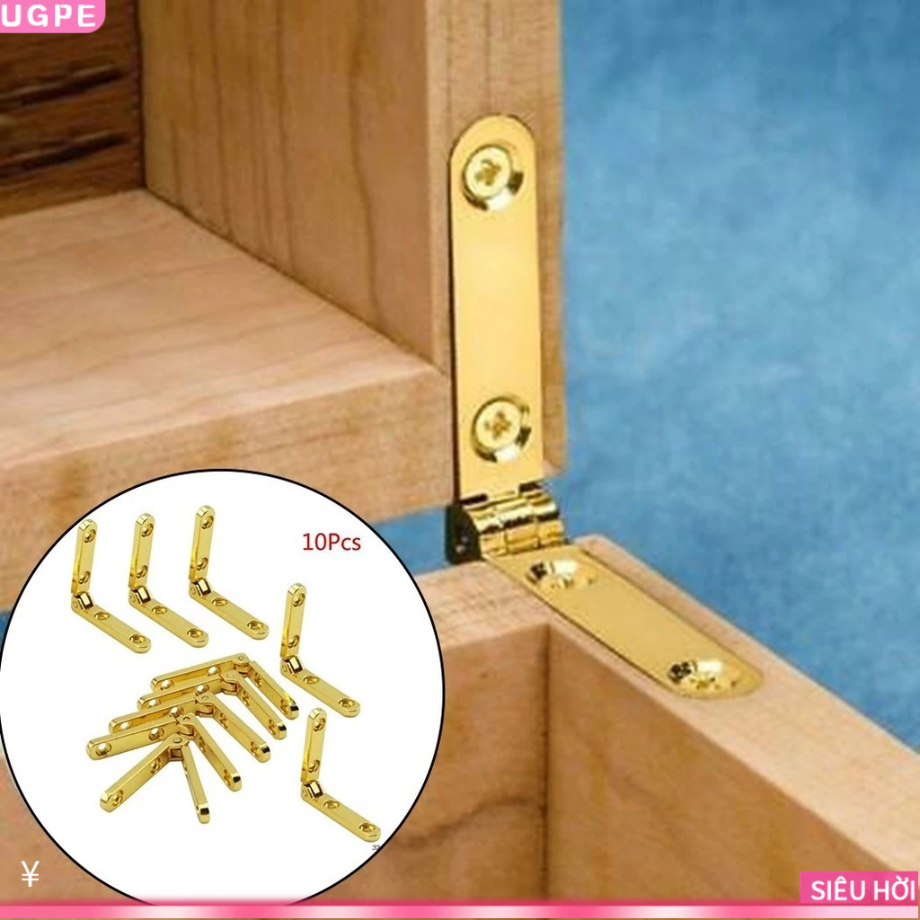 [UGPE] 10Pcs/Bag 90 Degree Hinges Zinc Alloy Spring Hinge for Wooden Box Jewellery Case
