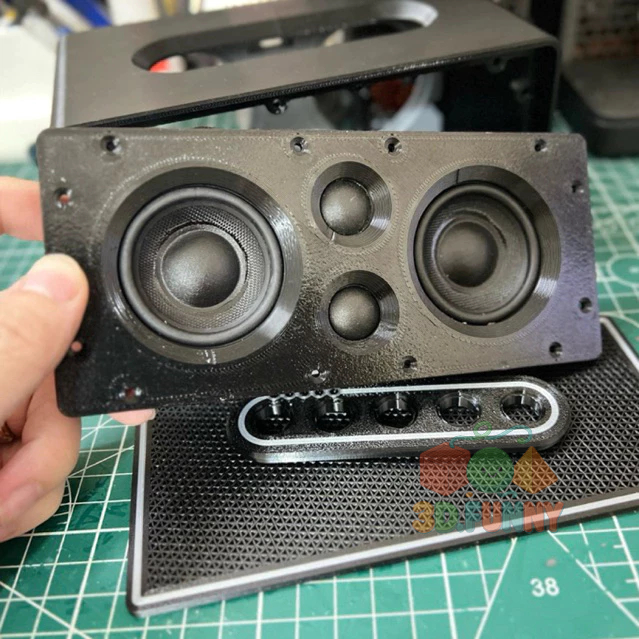 Box loa in 3D cho cụm loa 2in, treble 1in thô chưa bọc da kiểu dáng basic, cổ điển.