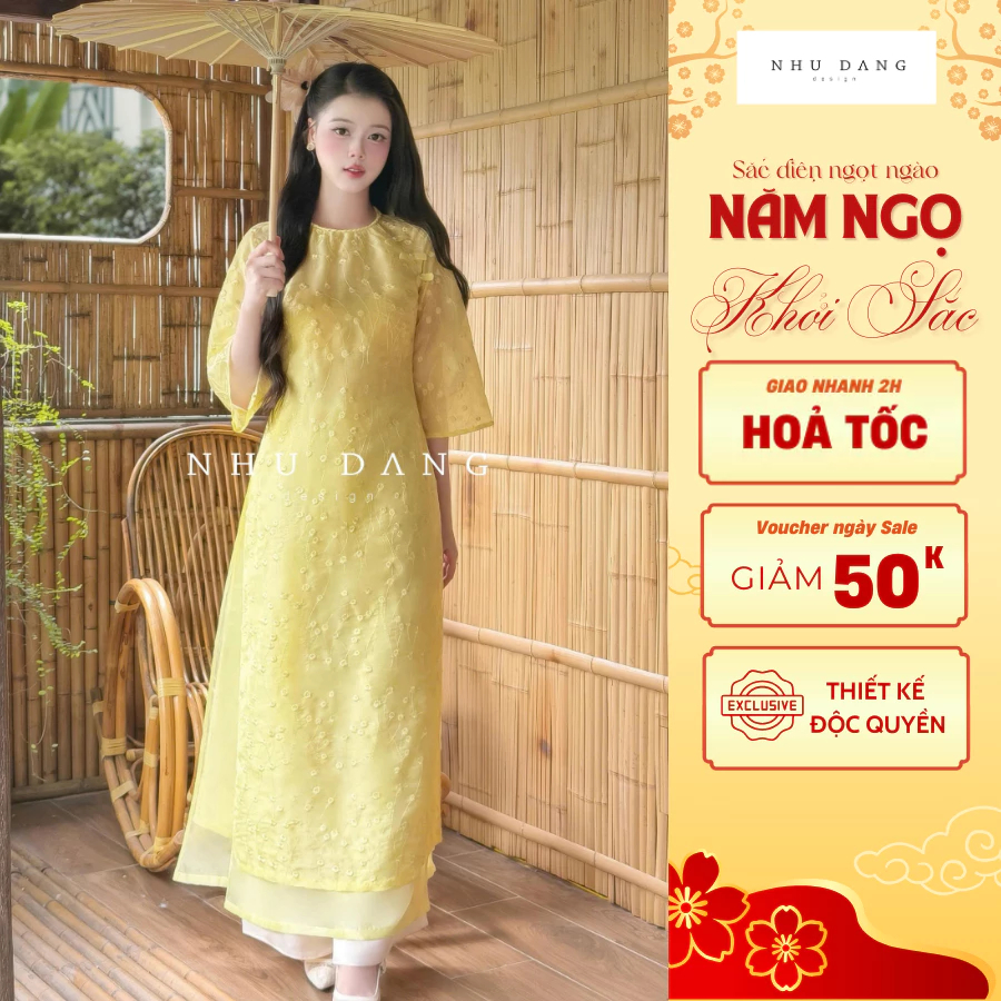 [BST TẾT 2026] Áo Dài Nữ Cách Tân Hoàng Kim NHƯ ĐẶNG DESIGN Thiết Kế Nhẹ Nhàng Chơi Xuân Đi Tết Lễ