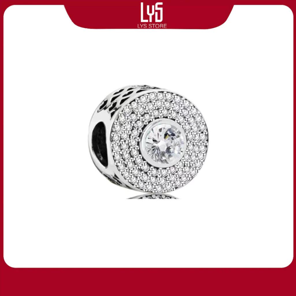 Charm Bạc Lys Troll Face Radiant Tròn Đá Trắng 1481 - Charm Bạc S925 cao cấp