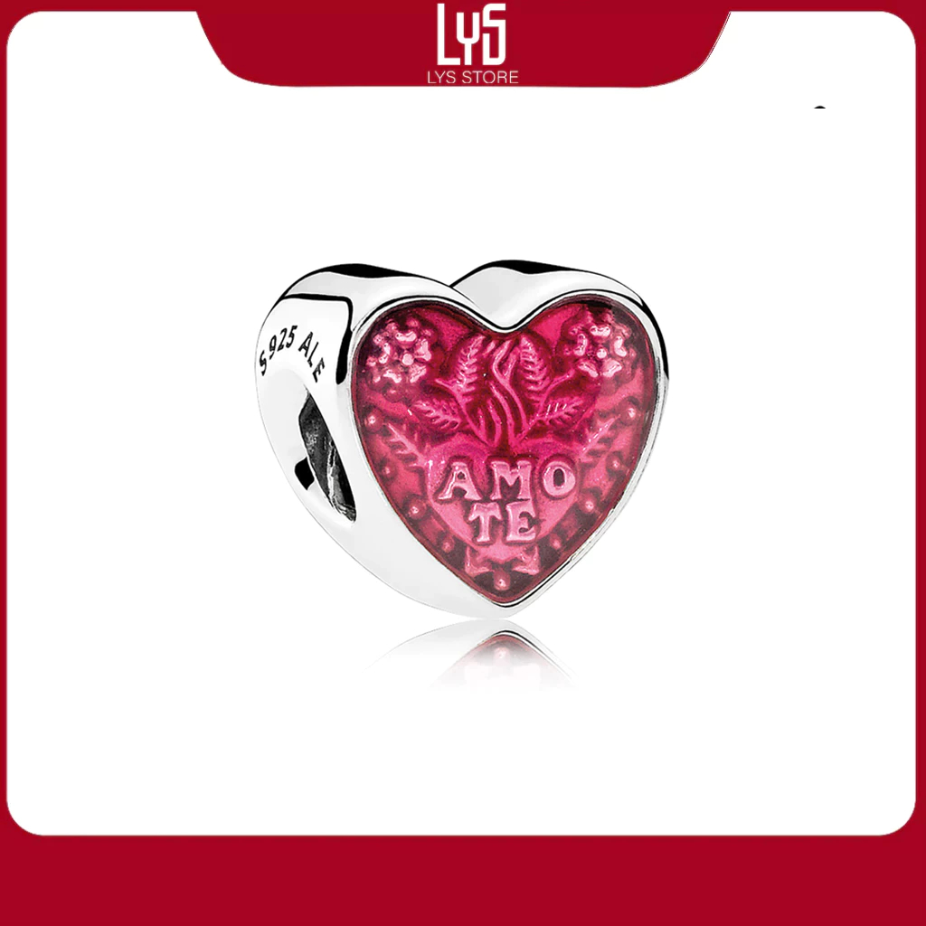 Charm Bạc Lys Red Rose Ngọc Đỏ Hồng 1478 - Charm Bạc S925 cao cấp