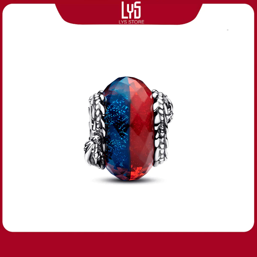 Charm Bạc S925 Kết Hợp Giữa Lửa và Băng Game of Thrones Ice & Fire Dragons Dual Murano Gla Multicolo