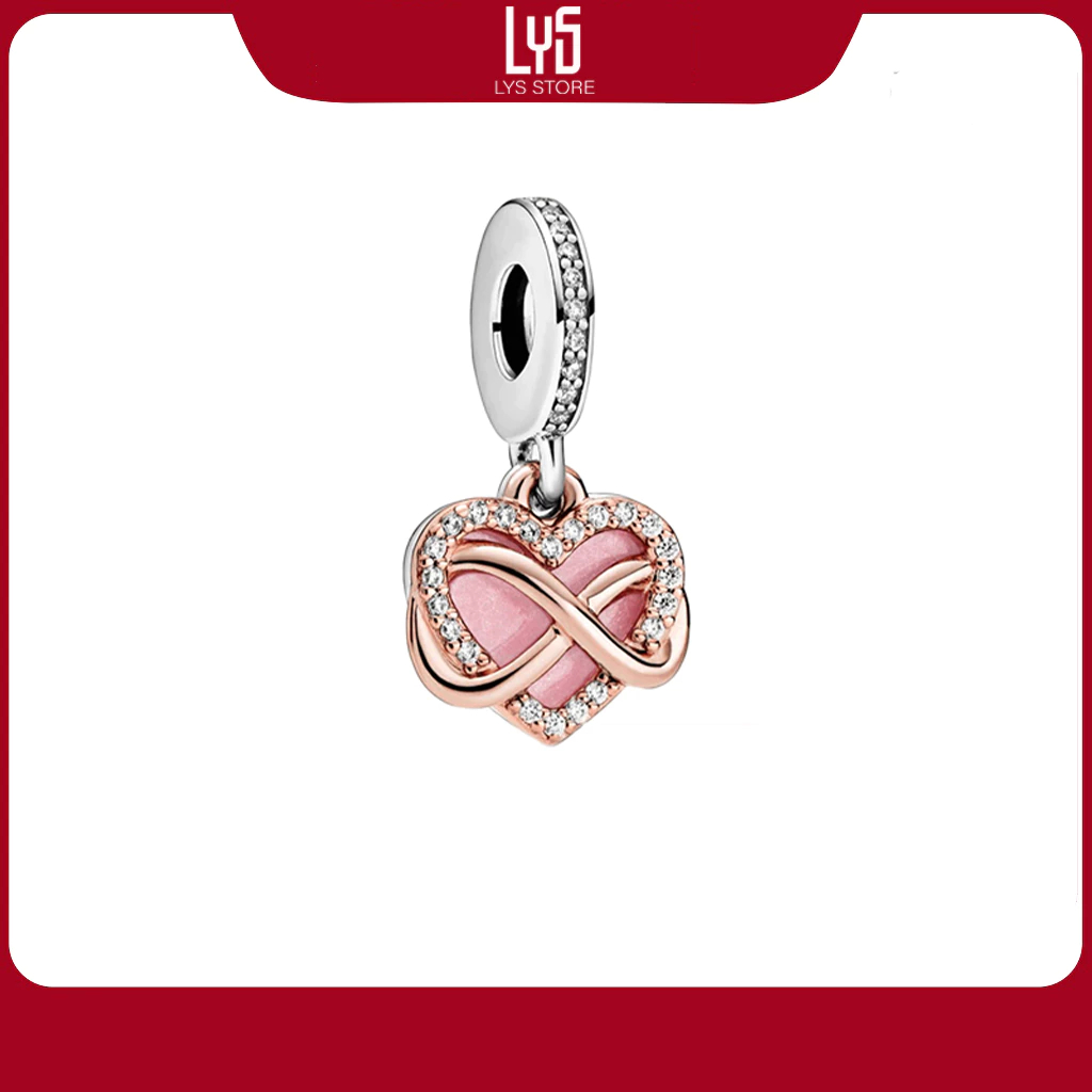 Charm bạc S925 Sparkling Infinity Heart Dangle Charm 1164 - Bạc S925