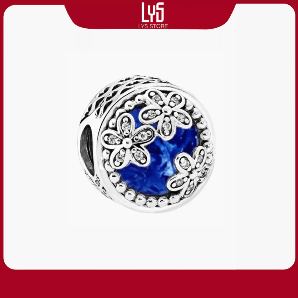 Charm bạc Lys Silver Color Charm Blue Charm Đá Xanh 1472 - Bạc S925