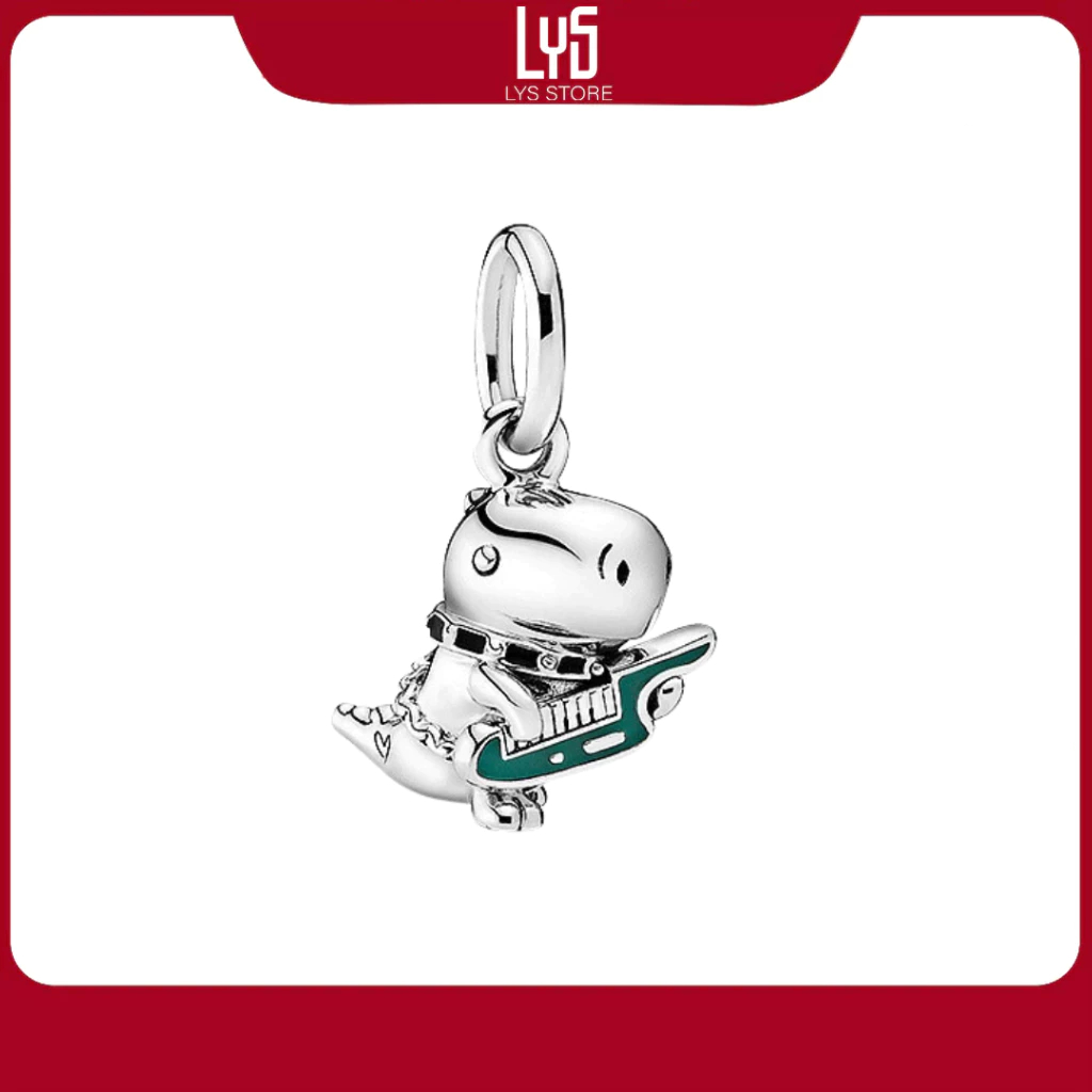 Charm bạc S925 Khủng long chơi nhạc Dino the Dinosaur Punk Band Dangle 1600