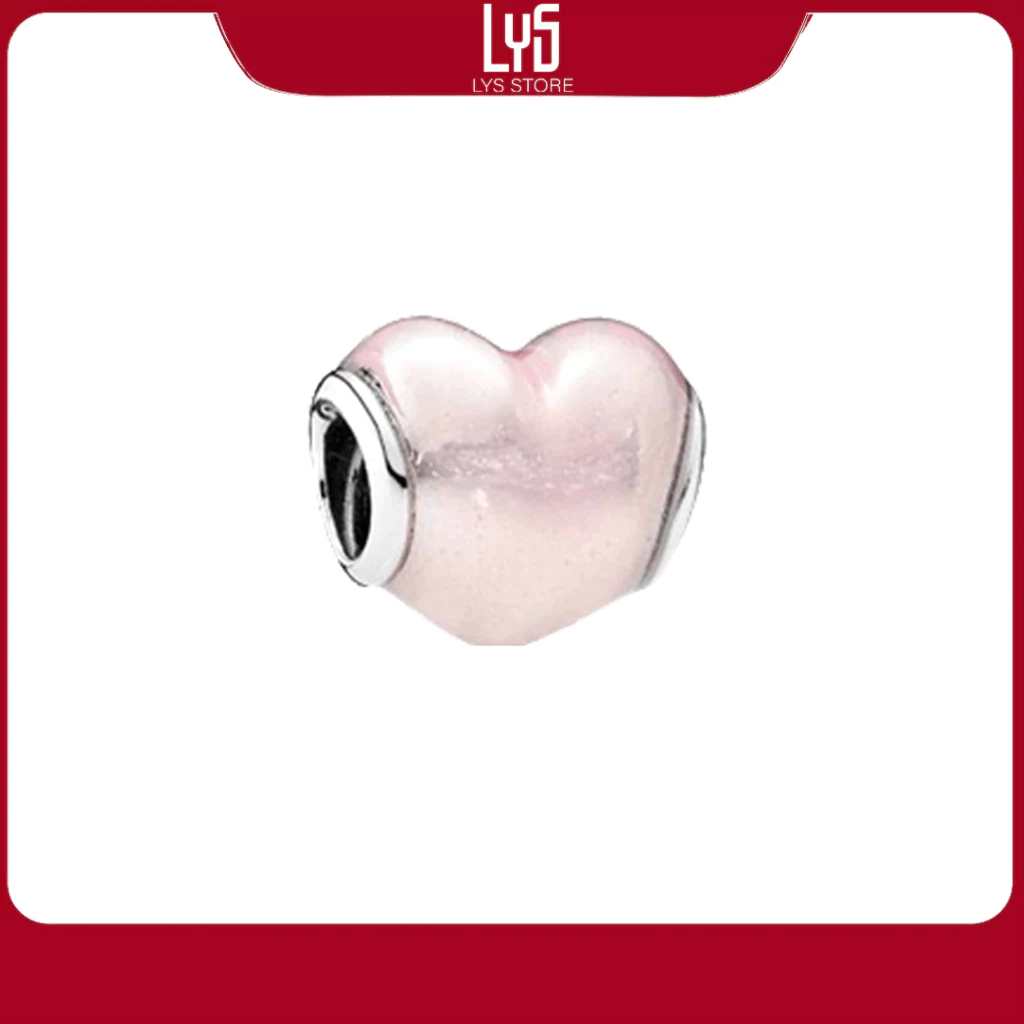 Charm bạc Lys hình trái tim hồng 1386 - Charm Bạc S925 cao cấp