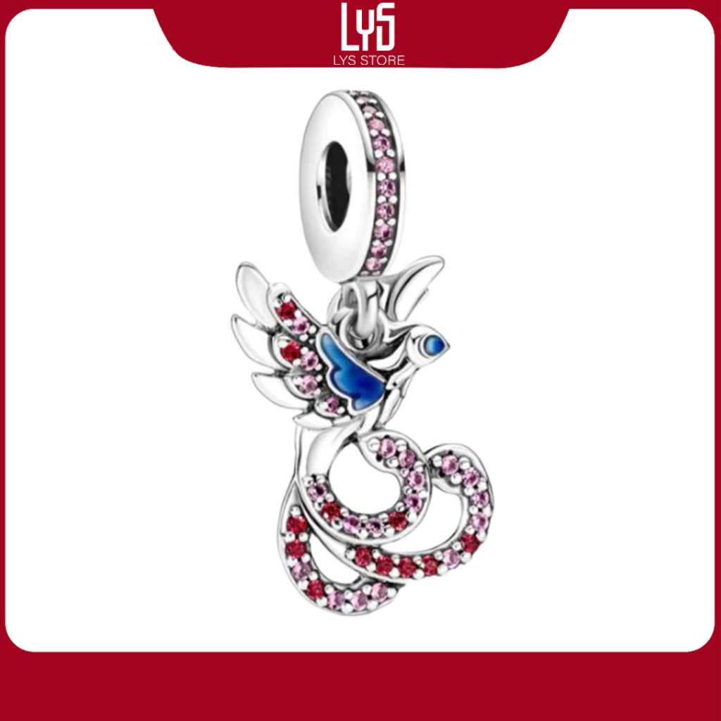 Charm bạc chim phượng hoàng Chinese Mythical Phoenix Dangle Charm 1190 - Bạc S925