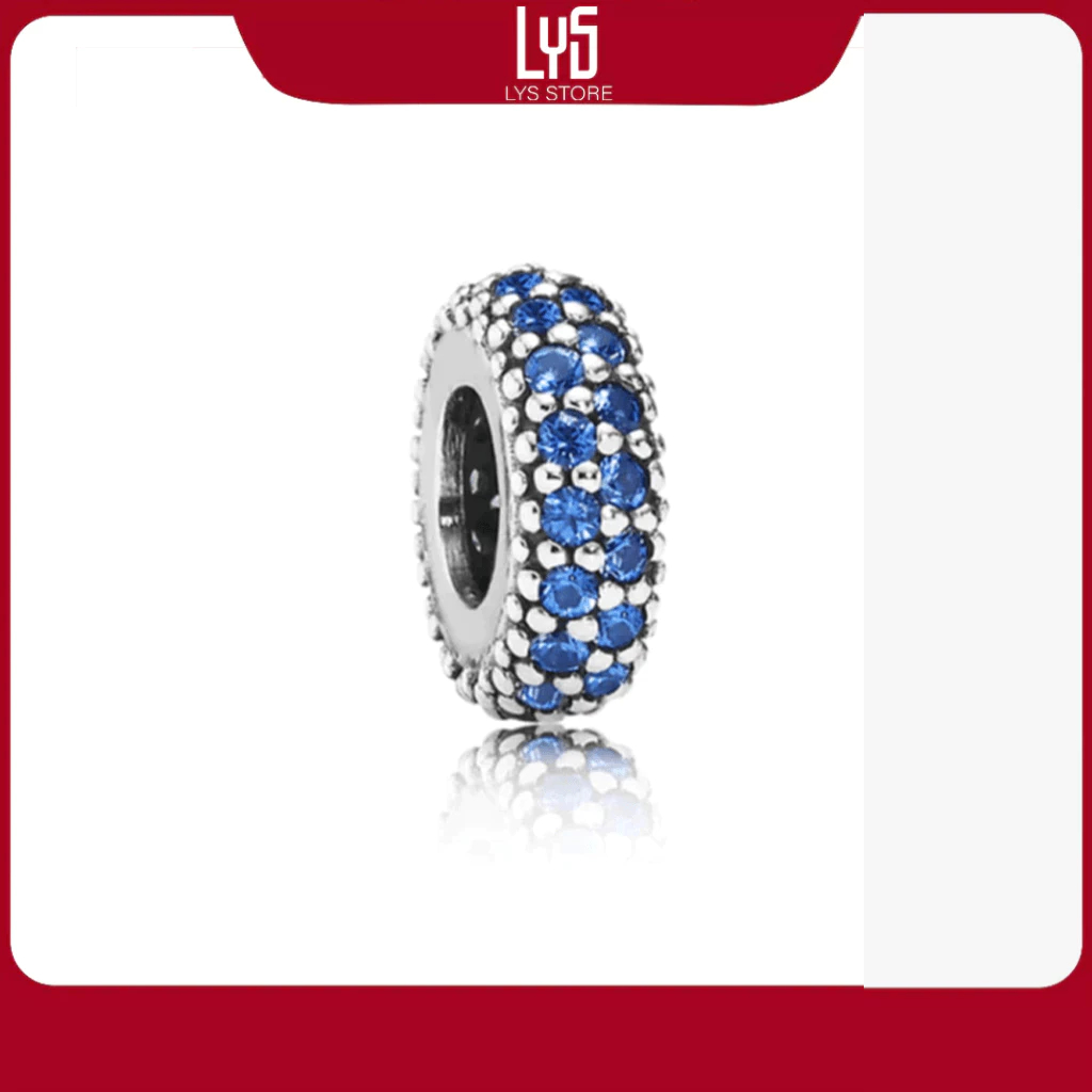 Charm xỏ lấp lánh màu xanh quyến rũ Blue Sparkle Spacer 1626 - Charm chuẩn bạc S925