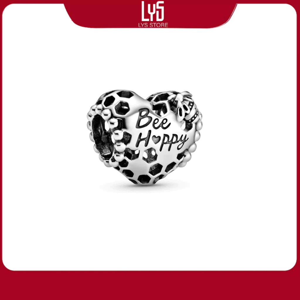 Charm bạc Bee Happy Heart Charm 1157 - Bạc S925