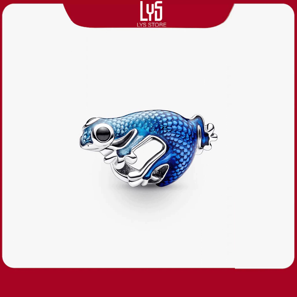 Charm bạc Lys  S925 hình con tắc kè Gecko sterling silver charm with black crystal 1281