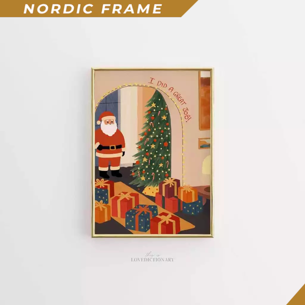 Tranh treo tường, Santa Living Room Wall Art, Christmas Tree and Presents Printable, I Did a Great J